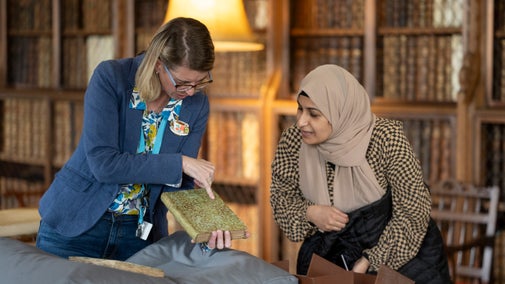 A member of staff gives a talk in the Library at Blickling Estate, Norfolk